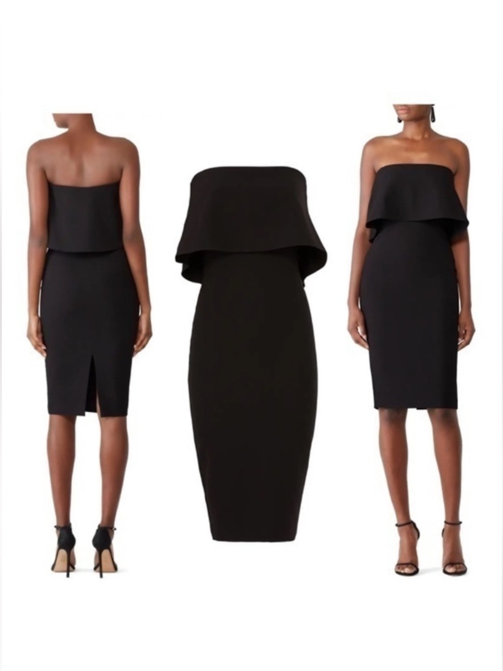 NWT Likely Driggs black popover strapless midi sheath dress 8
